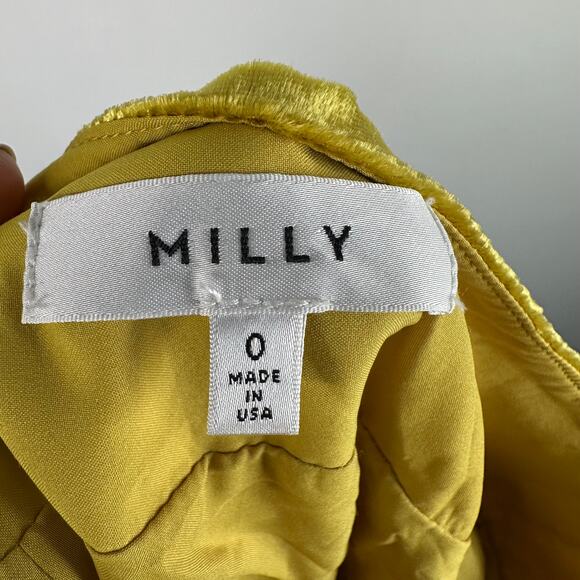 Milly Yellow Gold Angelina Midi Velvet Ruffle Skirt - Picture 8 of 10